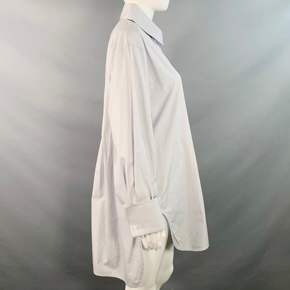 THE ROW Size M Blue White Cotton Stripe Oversized Hidden Placket Shirt - Picture 3 of 7